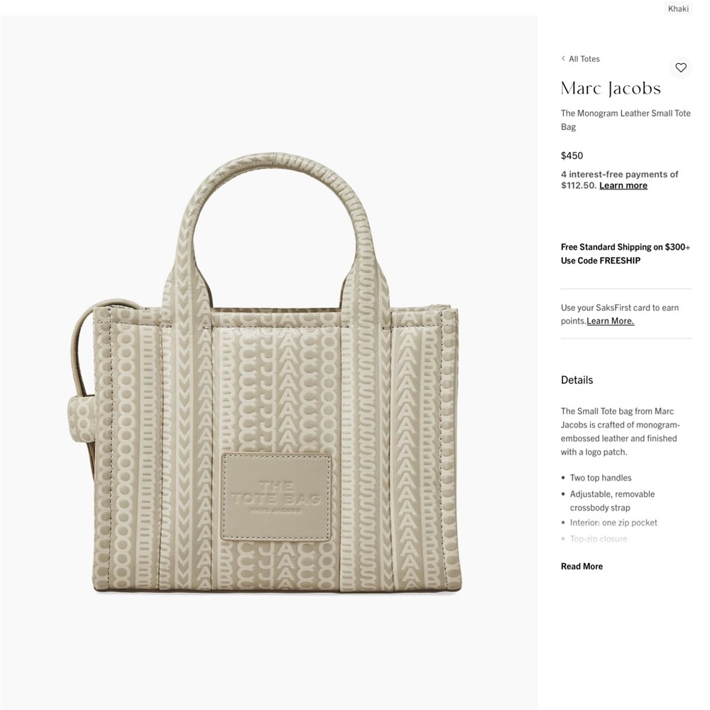 Marc Jacobs The Small Leather Monogram Tote Bag